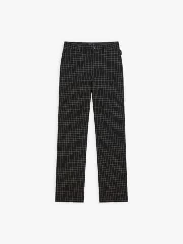 black viscose Droit jeans with fine whites checks