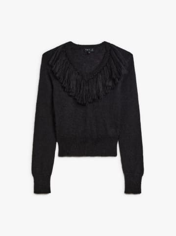 black mohair jumper with fringes