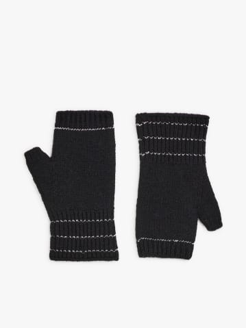 mitaines Manuela en merinos &agrave; rayures noir