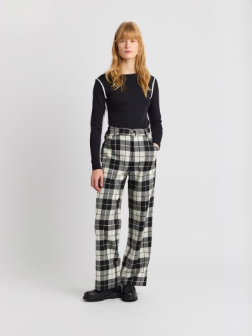 black and white tartan wool Worky trousers