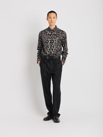 black and white Andy cotton poplin check shirt