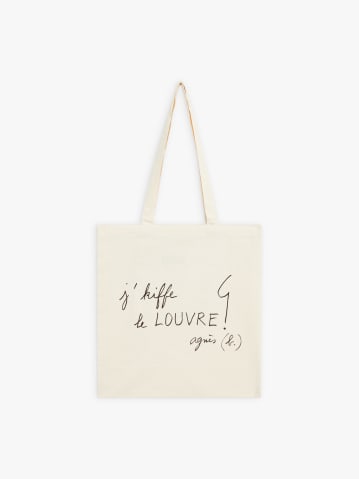 cotton tote bag with &ldquo;j'kiffe le LOUVRE&rdquo; screen print