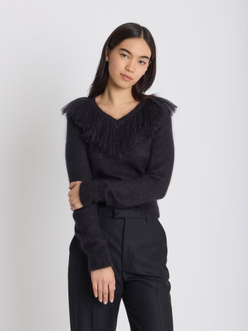 black mohair jumper with fringes