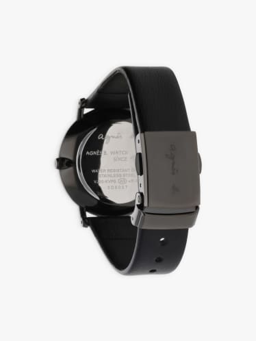 black leather watch heart image number 1