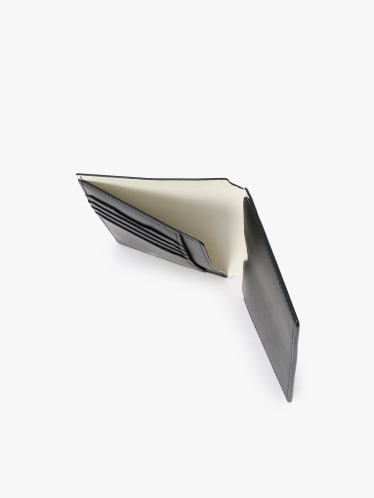 black and white long leather wallet image number 4