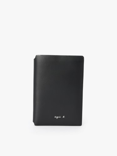 black and white long leather wallet image number 0