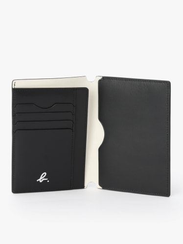 black and white long leather wallet image number 3