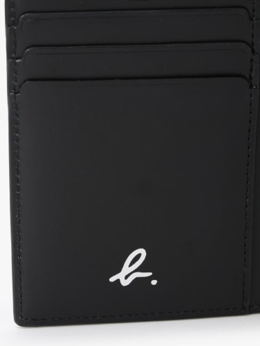 black and white long leather wallet image number 6