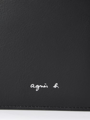 black and white long leather wallet image number 5