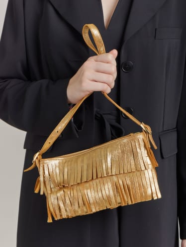 yellow gold leather Carmen clutch image number 5