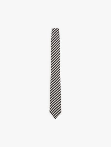 black Kevin striped cotton tie image number 0