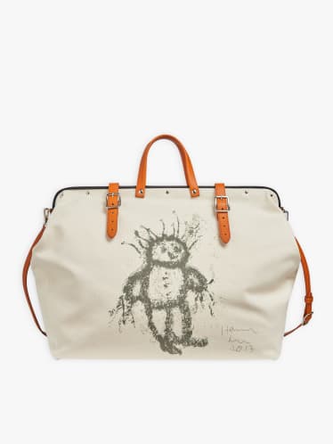 beige cotton and leather Boston bag artist Harmony Korine image number 0