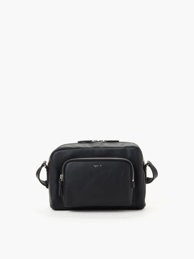 grand sac &eacute;paule en cuir noir