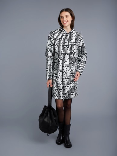New Ever print hooded dress