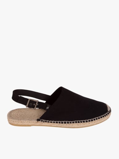 black cotton Sling Back espadrilles