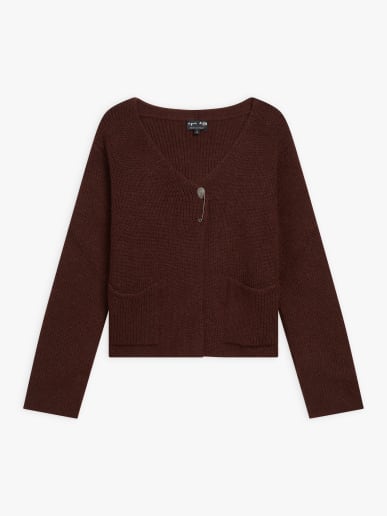 brown alpaca long-sleeve jacket