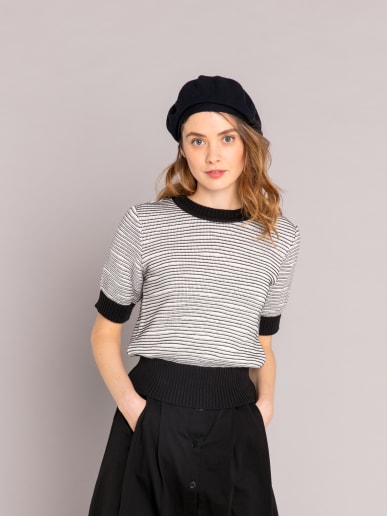 black cotton beret image number 1