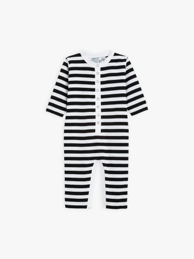 black and white striped jersey Lisette sleepsuit