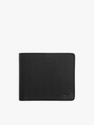 black three-part card holder leather wallet
