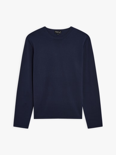 pull Park en laine m&eacute;rinos bleu fonc&eacute;