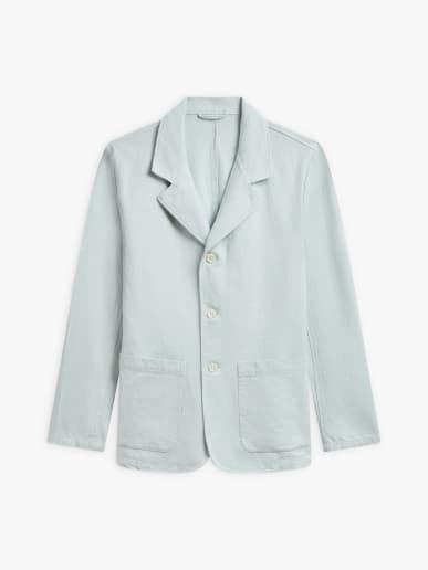 blue cotton linen blend Camisa jacket