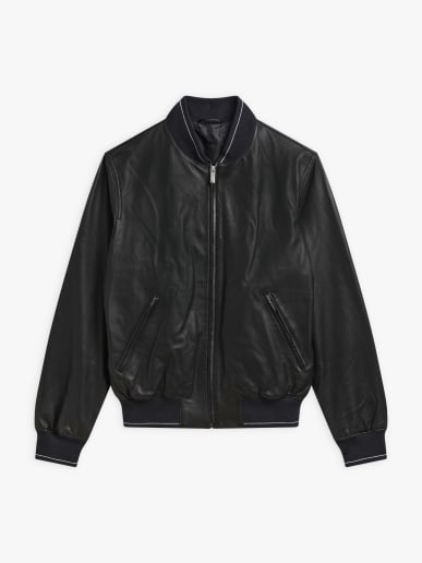 blouson Berny zipp&eacute; en cuir d&rsquo;agneau noir