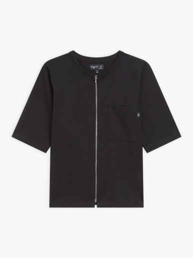black cotton zip-up Brando t-shirt