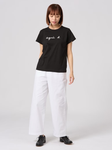 black cotton Brando "agn&egrave;s b." logo t-shirt