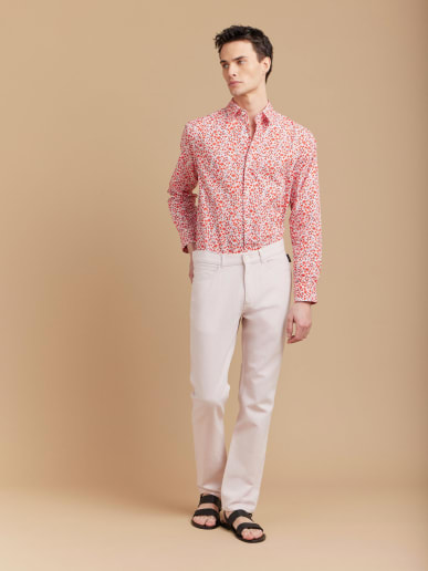 pink cotton linen blend Chris jeans