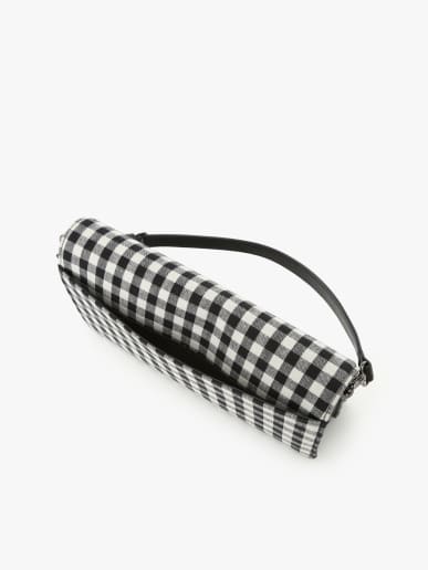 sac pochette en coton imprim&eacute; vichy noir image number 4