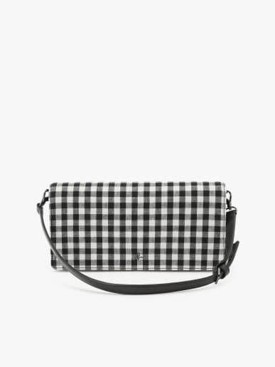 sac pochette en coton imprim&eacute; vichy noir