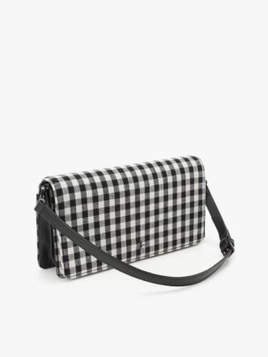 sac pochette en coton imprim&eacute; vichy noir image number 2