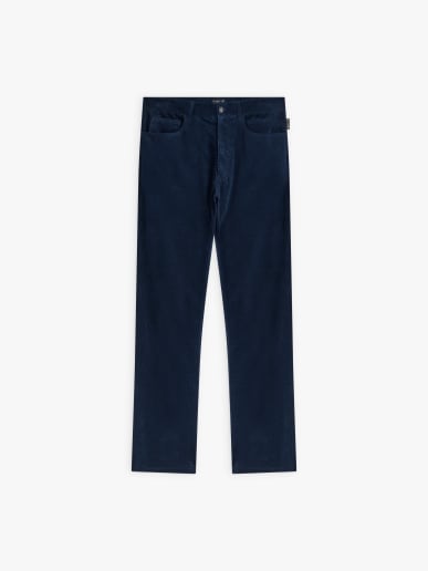 jean Chris en velours de coton bleu nuit