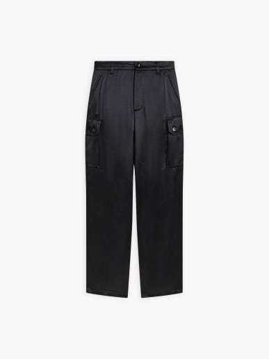 pantalon Treillis en satin noir