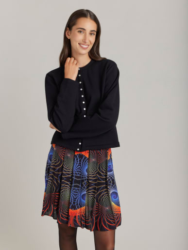 black cotton fleece Phone cardigan