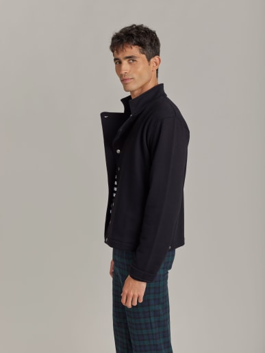 black cotton fleece musset cardigan