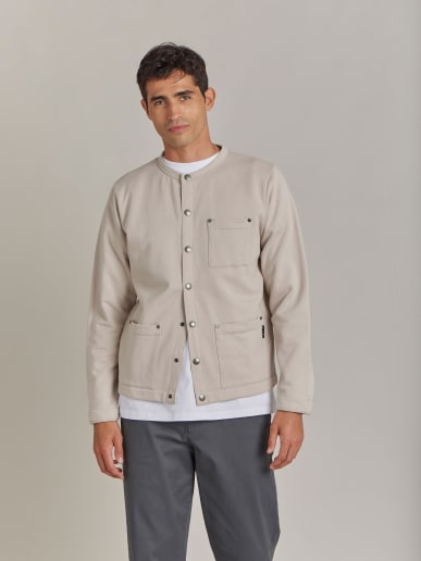 grey cotton fleece Khelian cardigan