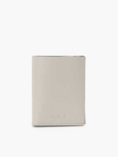 porte-monnaie en cuir vert et beige