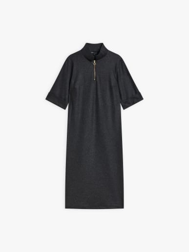 robe Lolote en jersey de laine chin&eacute; noir