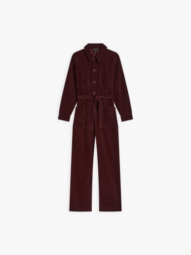 burgundy fine corduroy jumpsuit