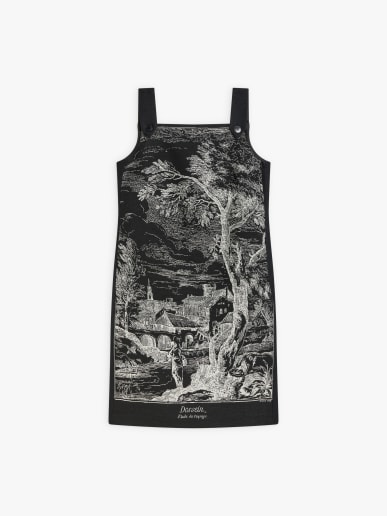 black printed fabric dress