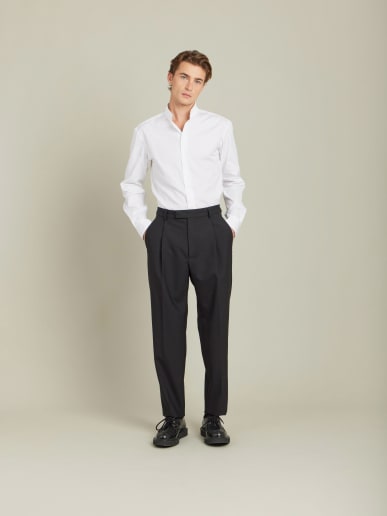 pantalon Ibra en toile de laine noir