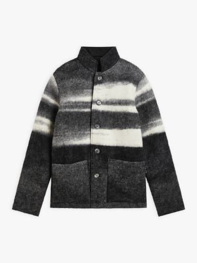 black wool jersey printed Mandarino jacket