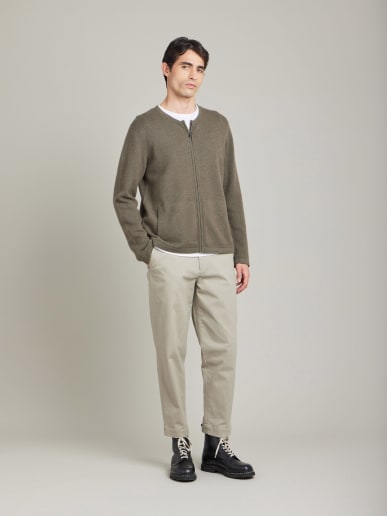 green cashmere Zip cardigan