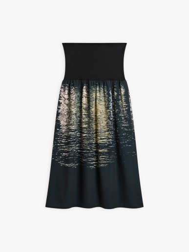 polyester satin skirt with digital print agn&egrave;s b. photo