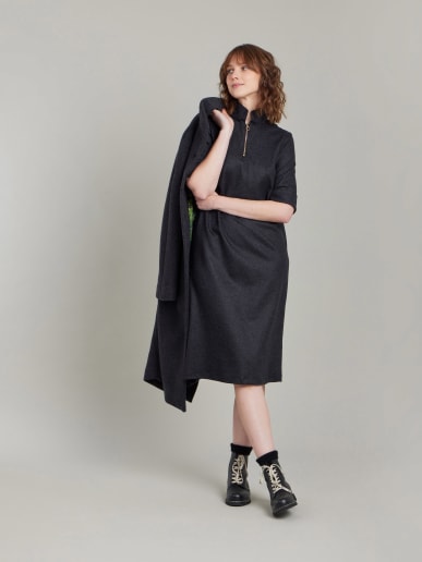 robe Lolote en jersey de laine chin&eacute; noir