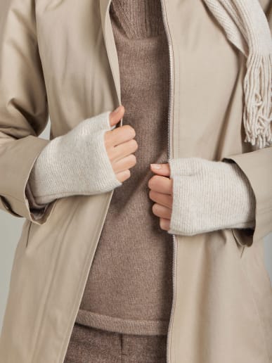 brown wool Petra fingerless gloves