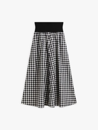 jupe noire en coton motif vichy 