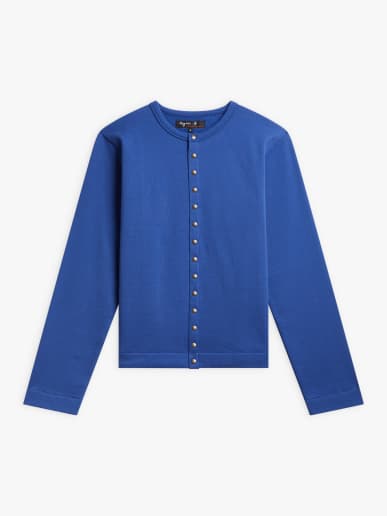 blue New Bronze cotton fleece cardigan