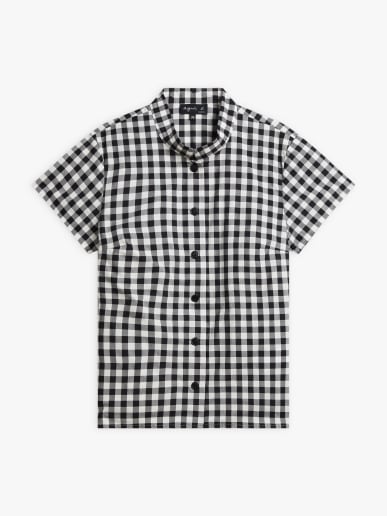 chemise noire en coton motif vichy 
